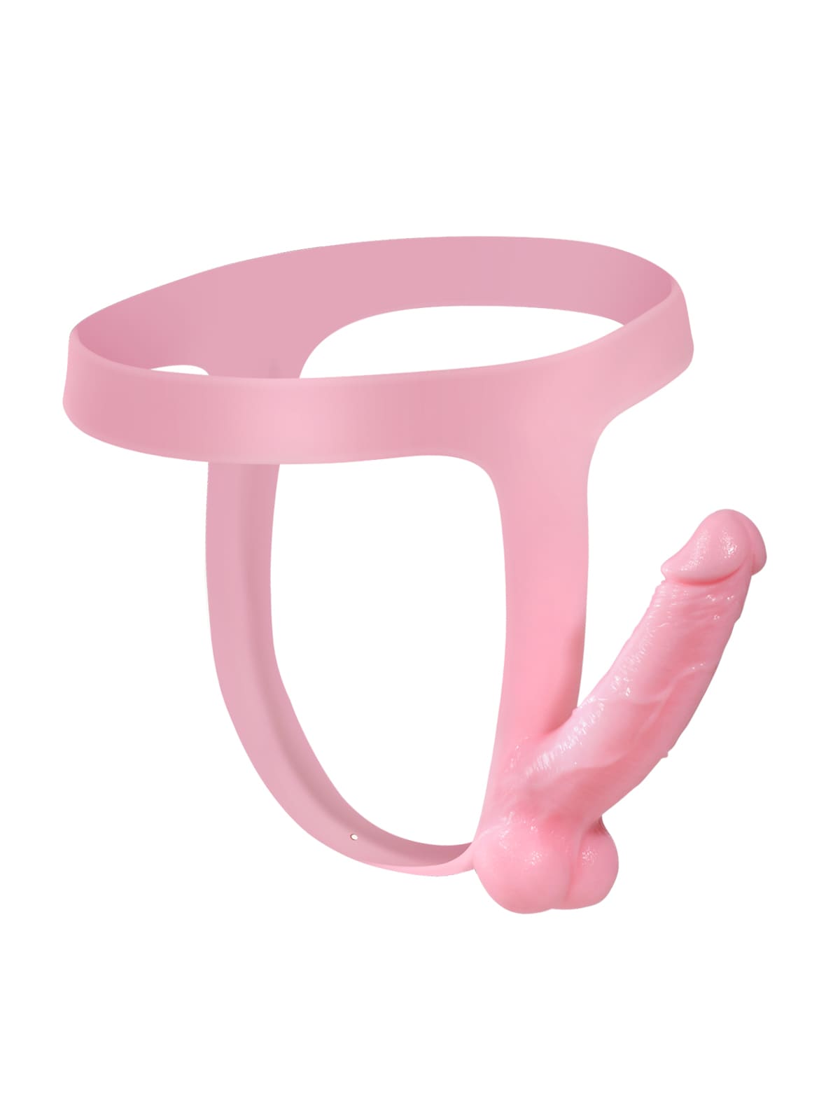 5.9" x 1.6" Pink Realistic Silicone Strapped Dirty Penis, Sexy Thong Style - with Dildo