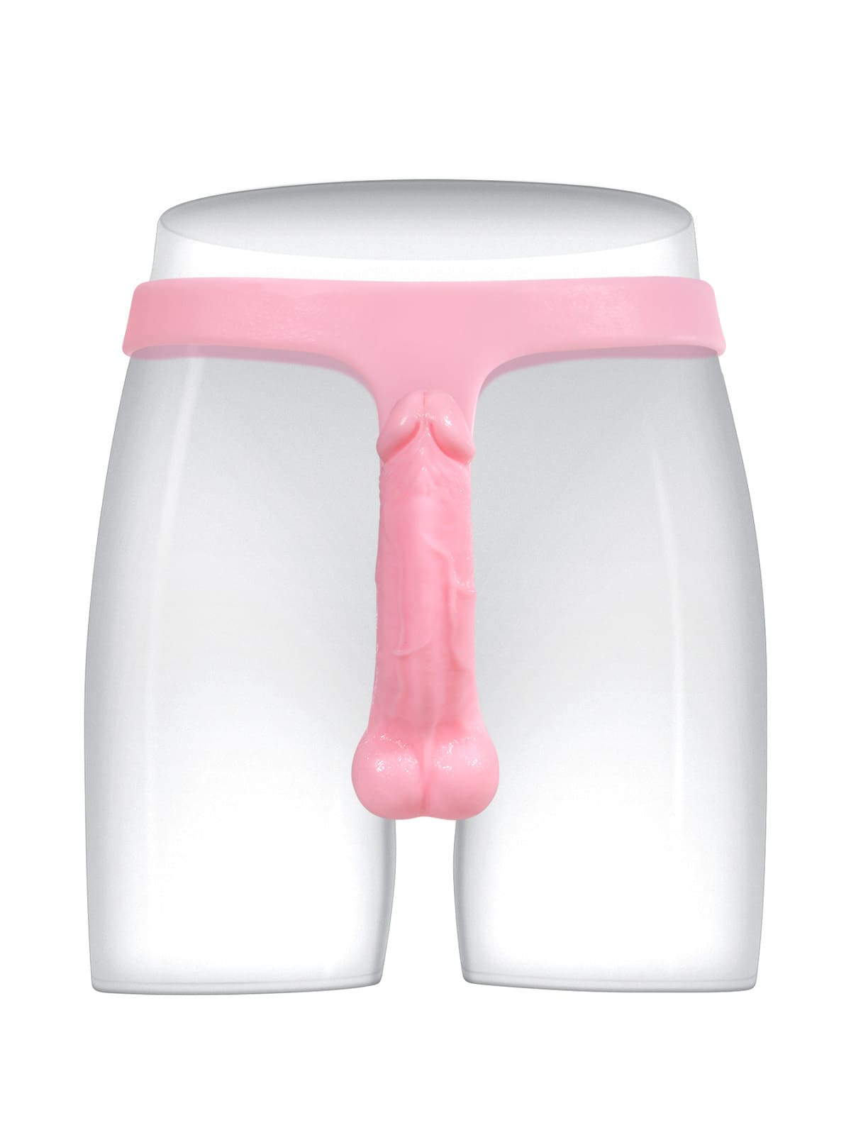 5.9" x 1.6" Pink Realistic Silicone Strapped Dirty Penis, Sexy Thong Style - with Dildo