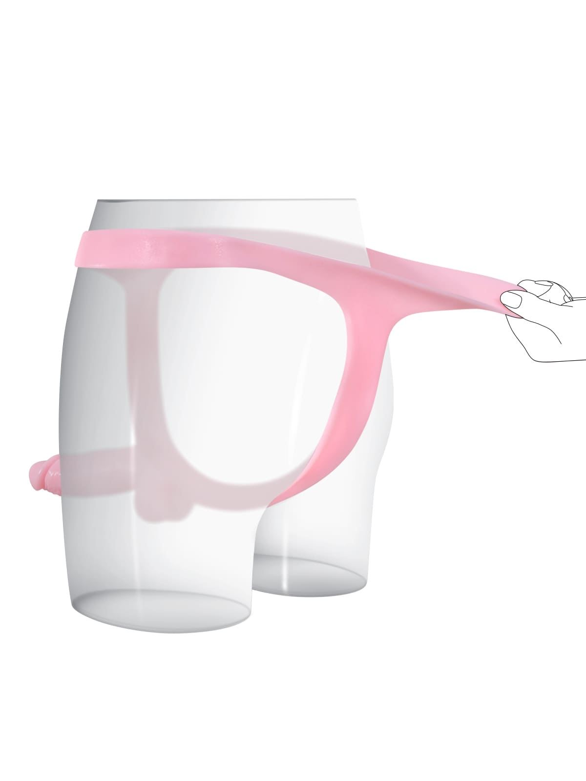 5.9" x 1.6" Pink Realistic Silicone Strapped Dirty Penis, Sexy Thong Style - with Dildo