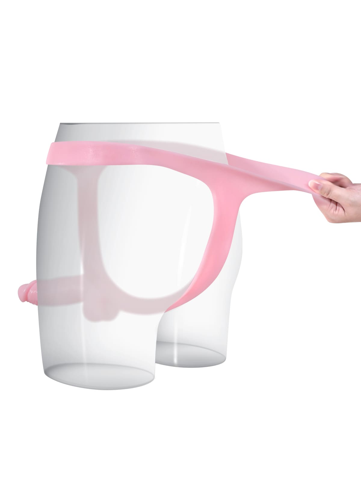 5.9" x 1.6" Pink Realistic Silicone Strapped Dirty Penis, Sexy Thong Style - with Dildo