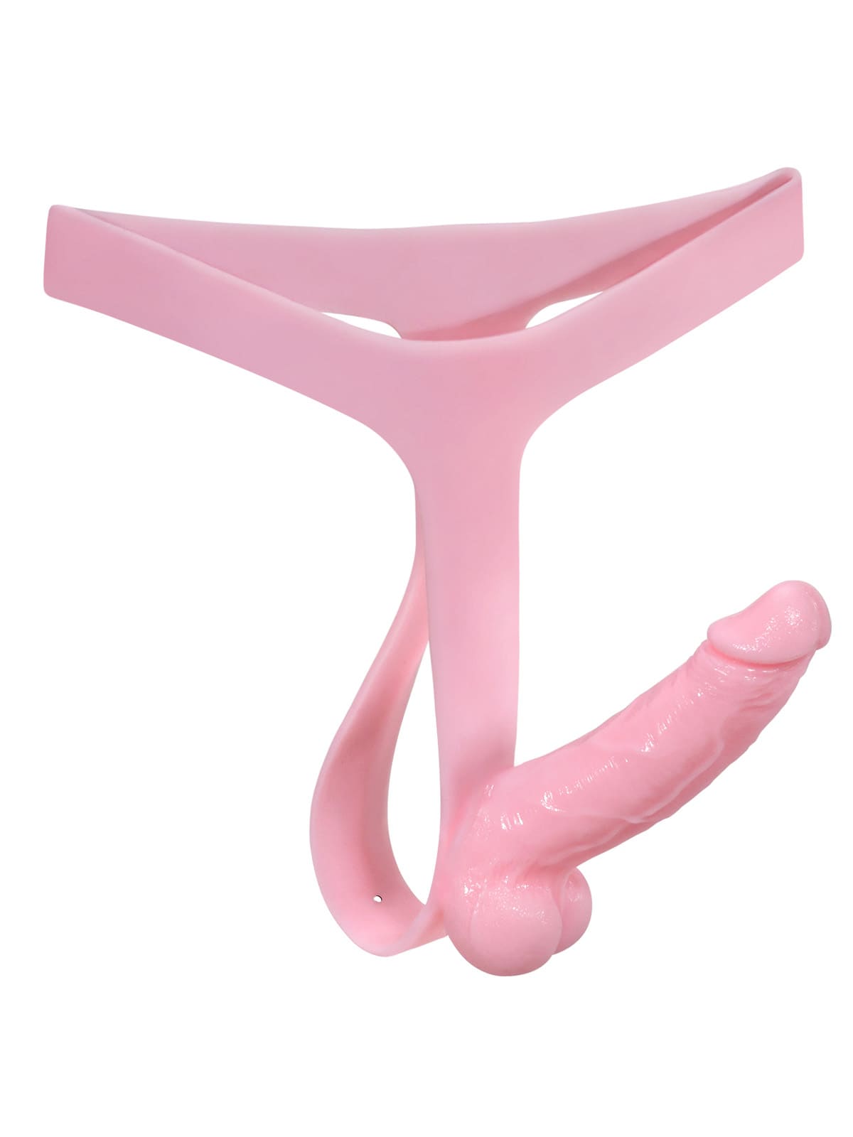 Nathan Pink Realistic Silicone Strapped Dirty Penis, Sexy Thong Style - with 5.9" x 1.6" Dildo