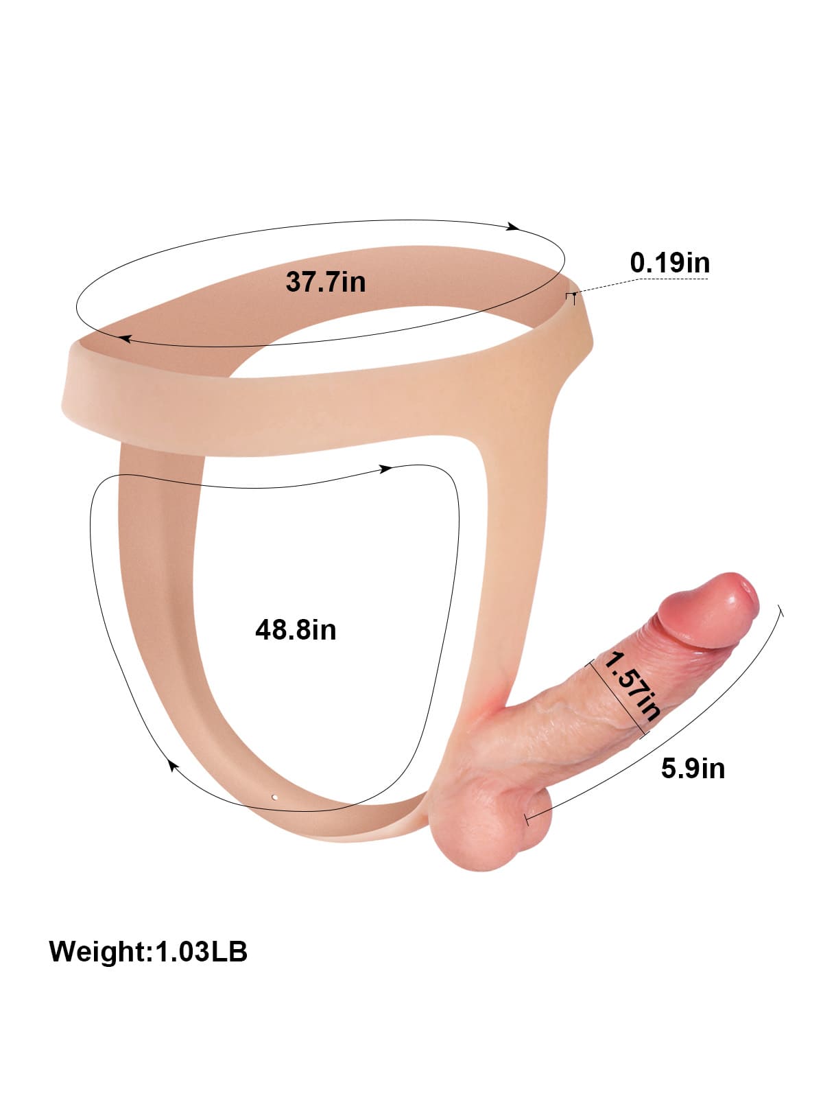 Nathan Flesh Realistic Silicone Strapped Dirty Penis, Sexy Thong Style - with 5.9" x 1.6" Dildo