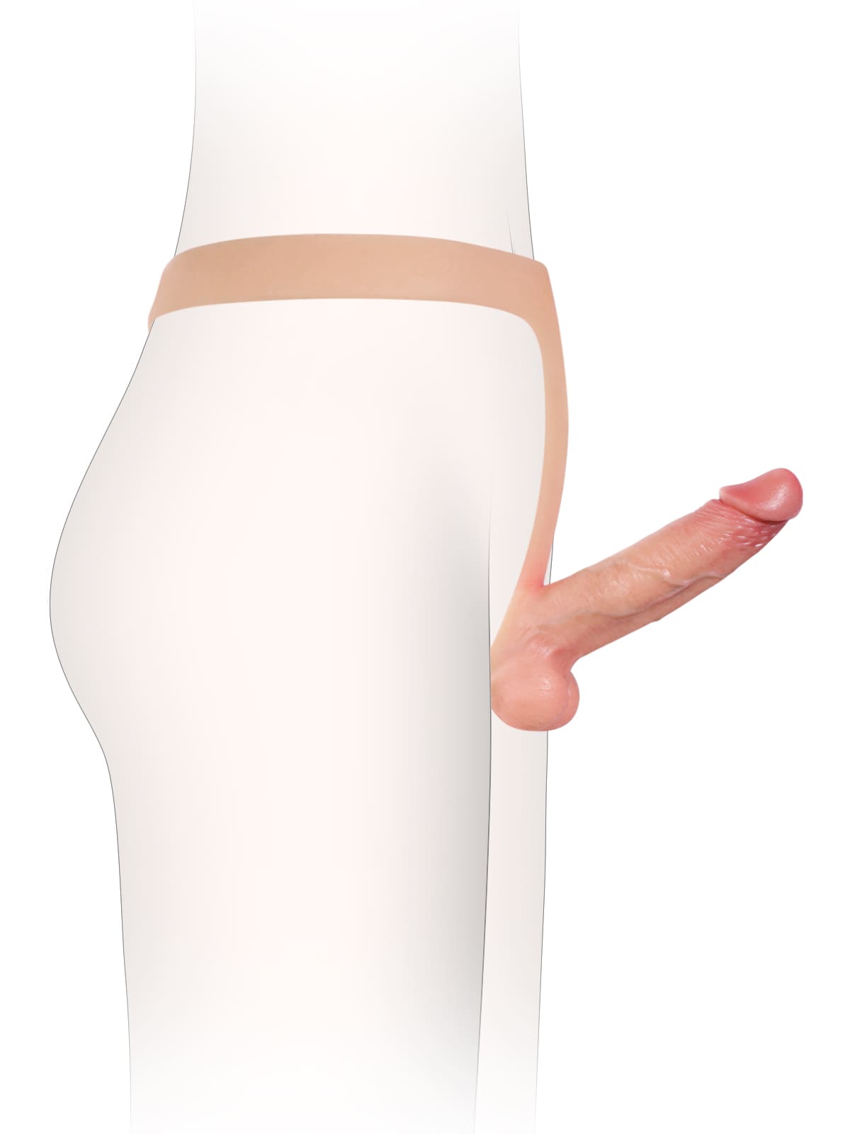 6" x 1.5" Flesh Realistic Silicone Strapped Dirty Penis, Sexy Thong Style - with Dildo