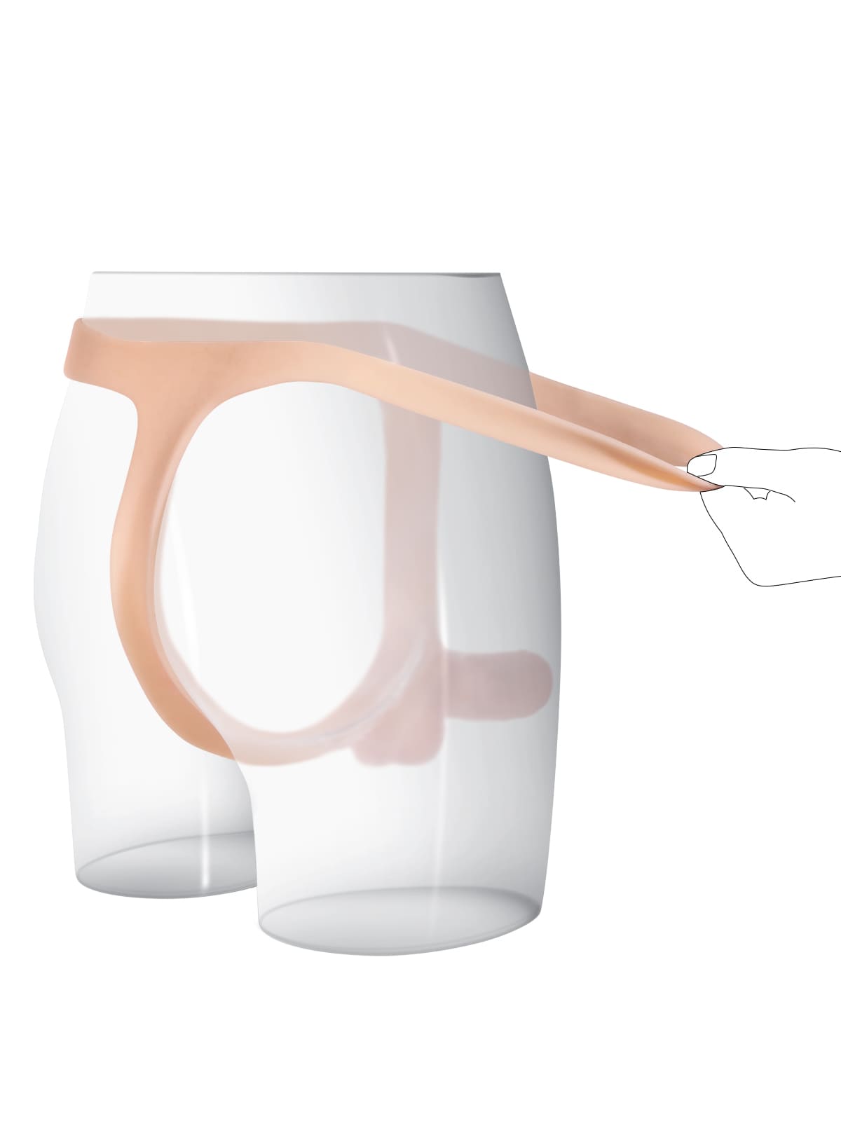 6" x 1.5" Flesh Realistic Silicone Strapped Dirty Penis, Sexy Thong Style - with Dildo
