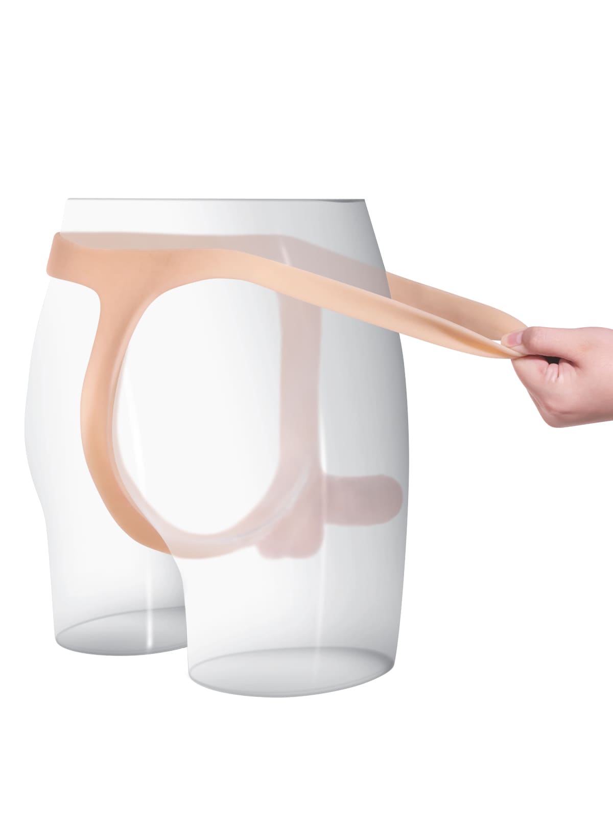 6" x 1.5" Flesh Realistic Silicone Strapped Dirty Penis, Sexy Thong Style - with Dildo
