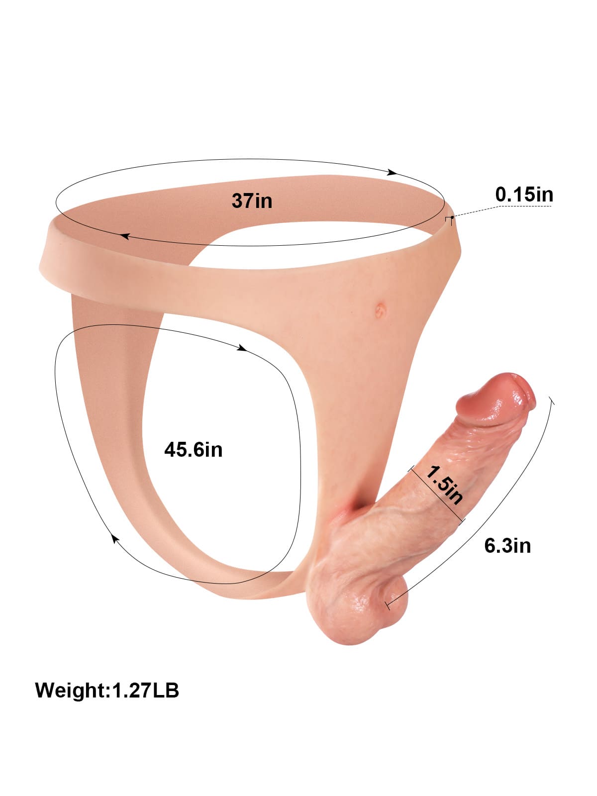 Nick Realistic Silicone Strapped Dirty Penis, Sexy Thong Style With 6.3" x 1.5" Dildo