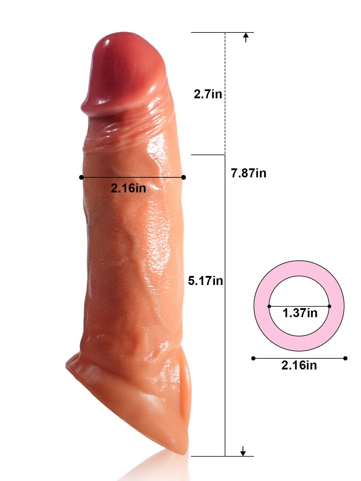 Palm 7.8” Length x 4.1” Vibrating Girth Silicone Penis Sleeve
