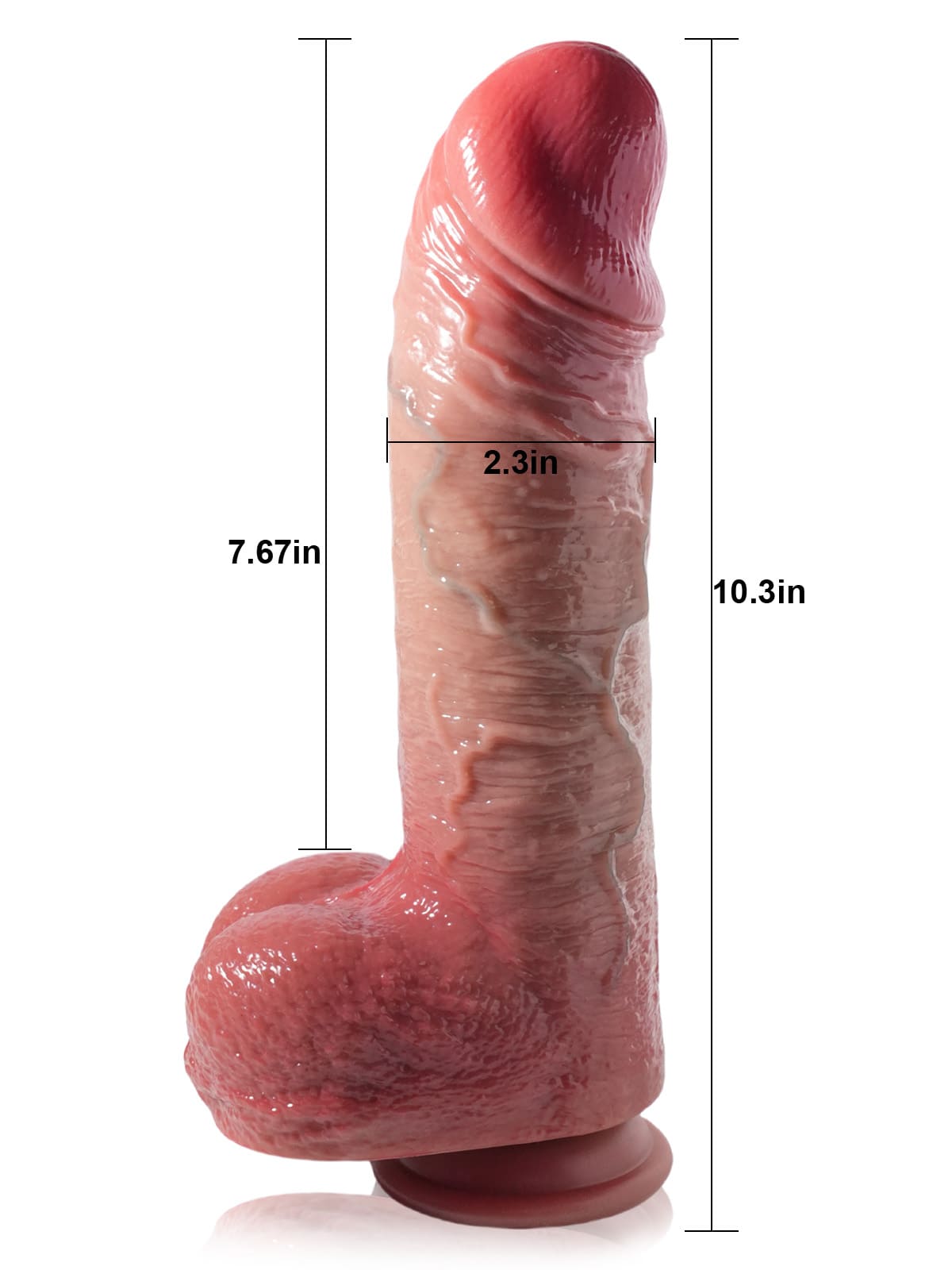 10.3" x 2.3" Thick Vibrating Thrusting Dildo 7 Modes Thrusting & 3 Modes Vibrating