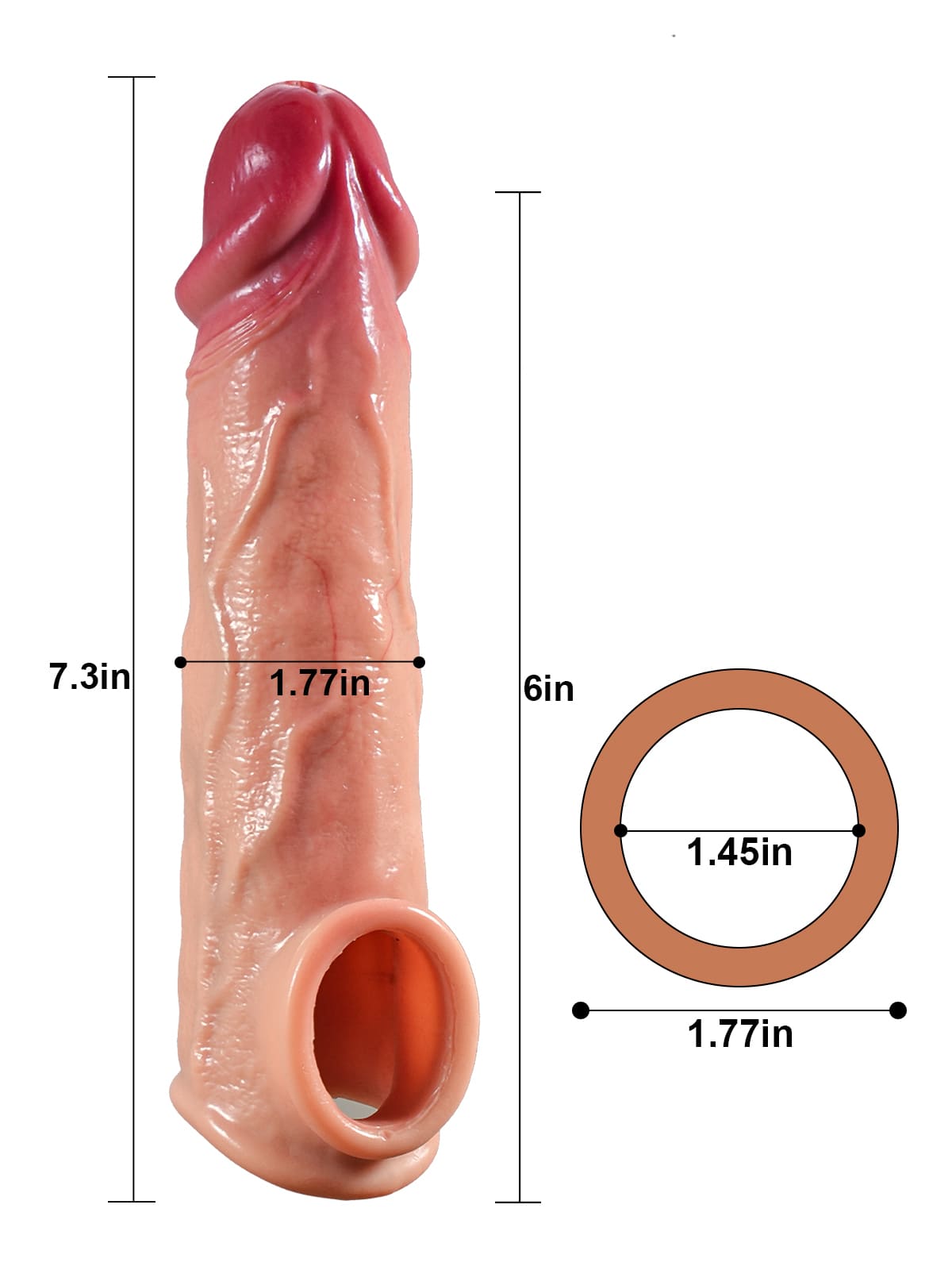 Silicone Penis Sleeve 7 Inch  Extender 1 Inch