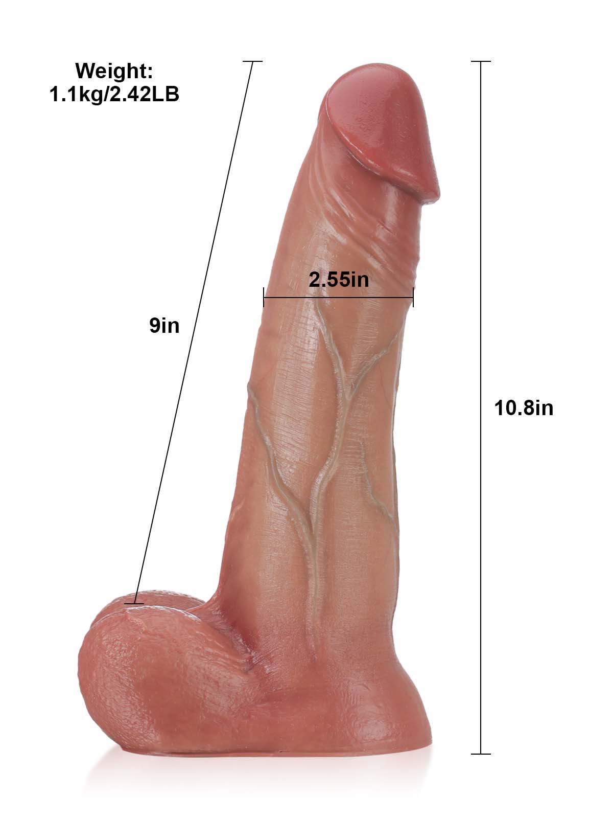 Raptor  10" x 2.5" Sliding Skin Vac-U-Lock BBC Dildo With Moving Balls & Suction Cup