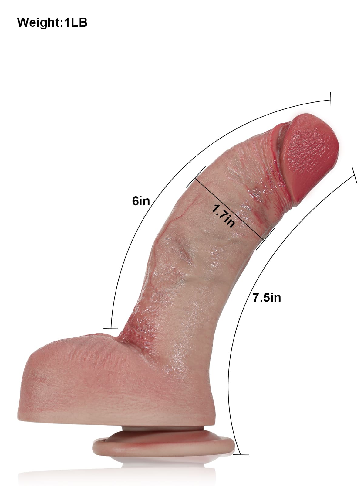 Reece 7.5" x 1.7" Flesh G Spot Thick Curved Dildo Best For Women