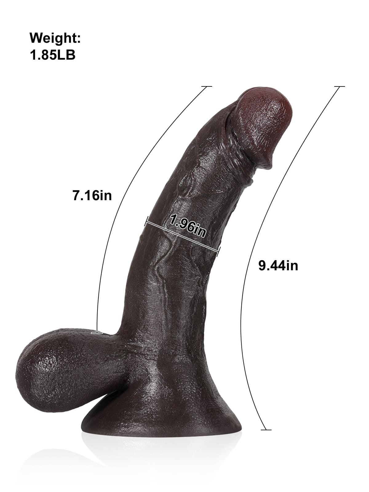 Rob 10" x 2" BBC Dildo With Swinging Balls & Metal Keel Bendable