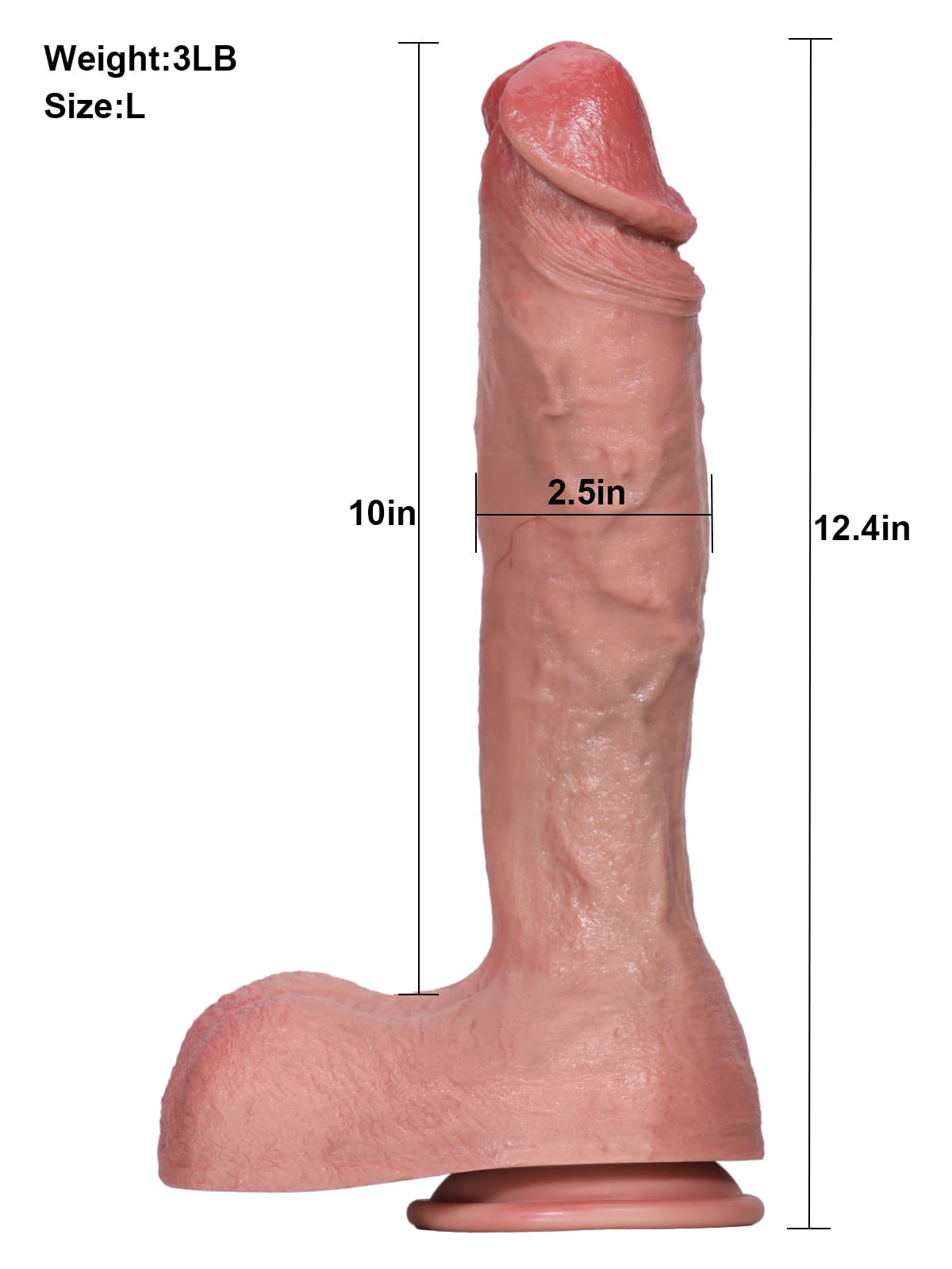 12.4" * 2.5" L Size Flesh Soft Skin Huge Thick Dildo Best For Anal Sex