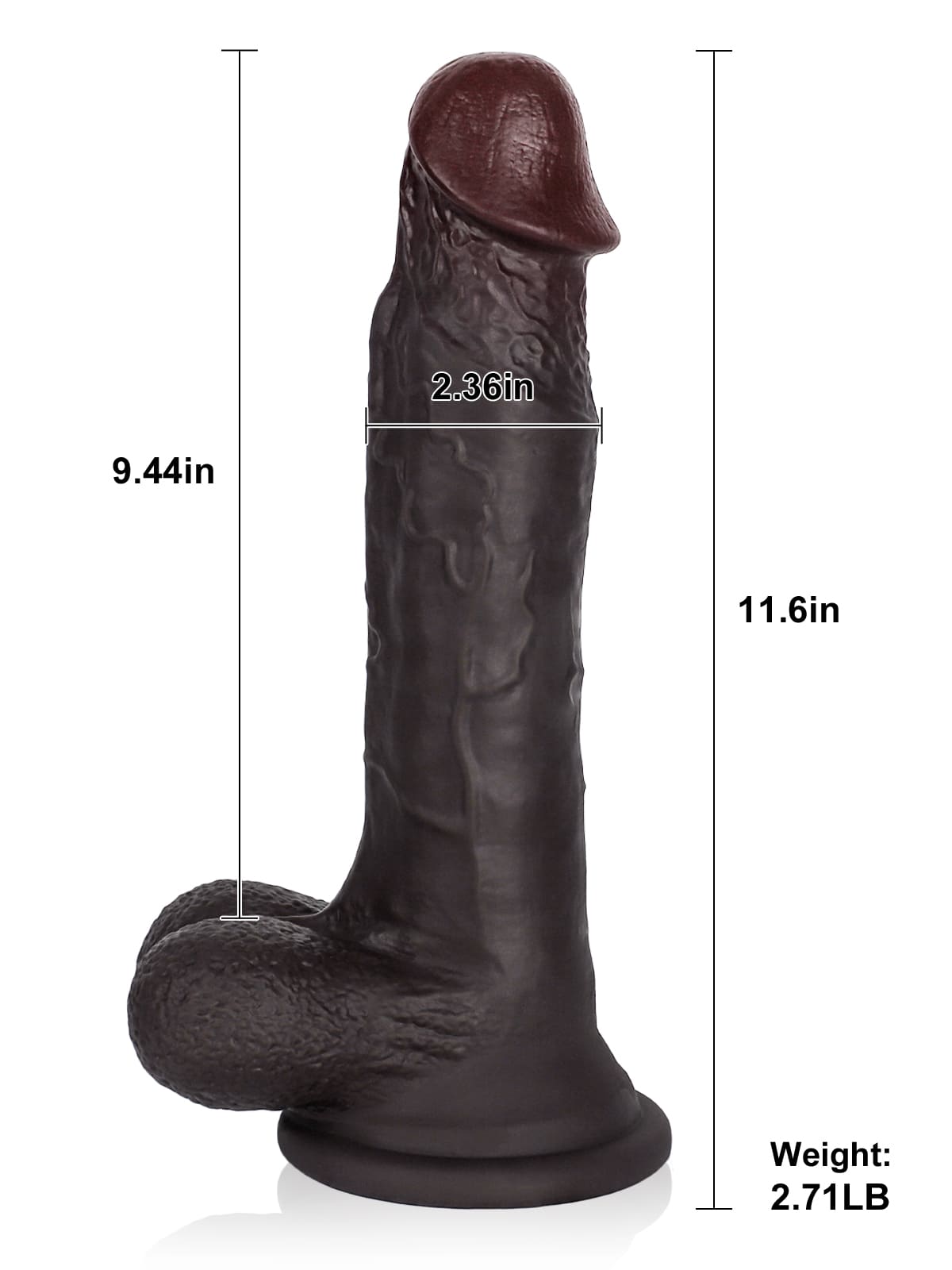 Greg 11" X 2.3" Dual Density Silicone Huge & Thick Realistic BBC Dildo