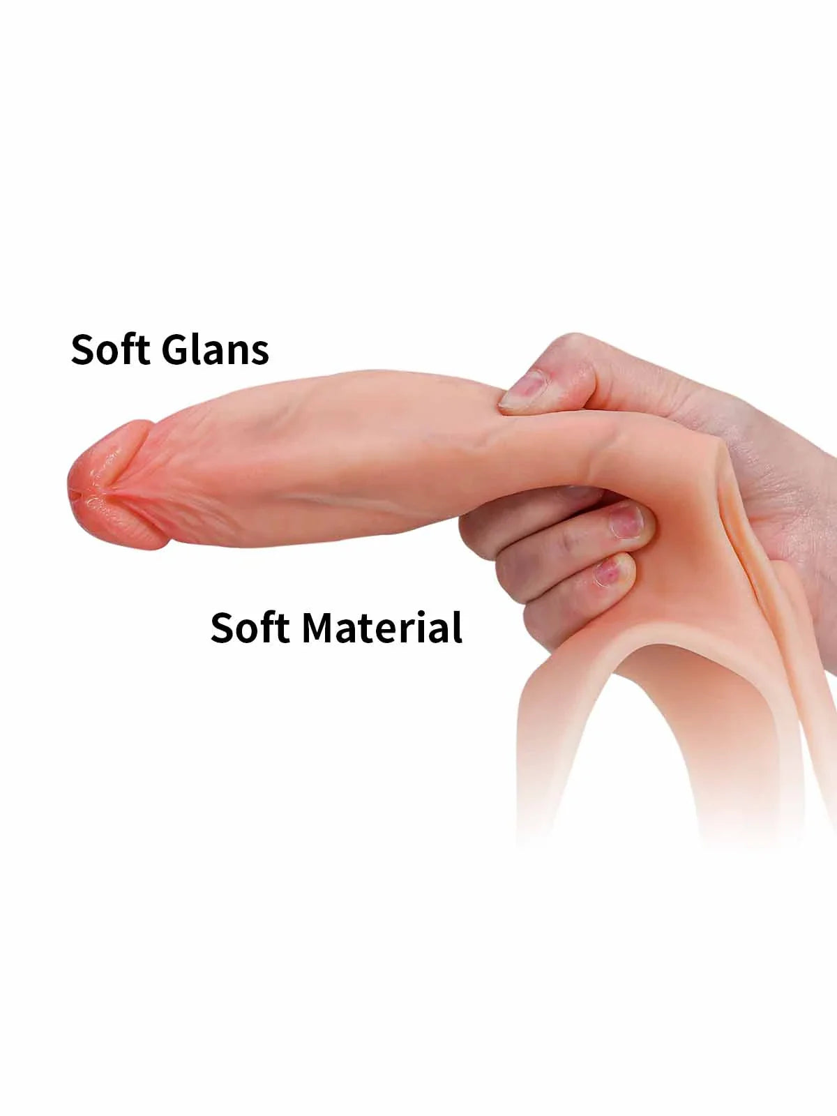 Emberfall soft material close-up showing a bendable shaft and soft glans