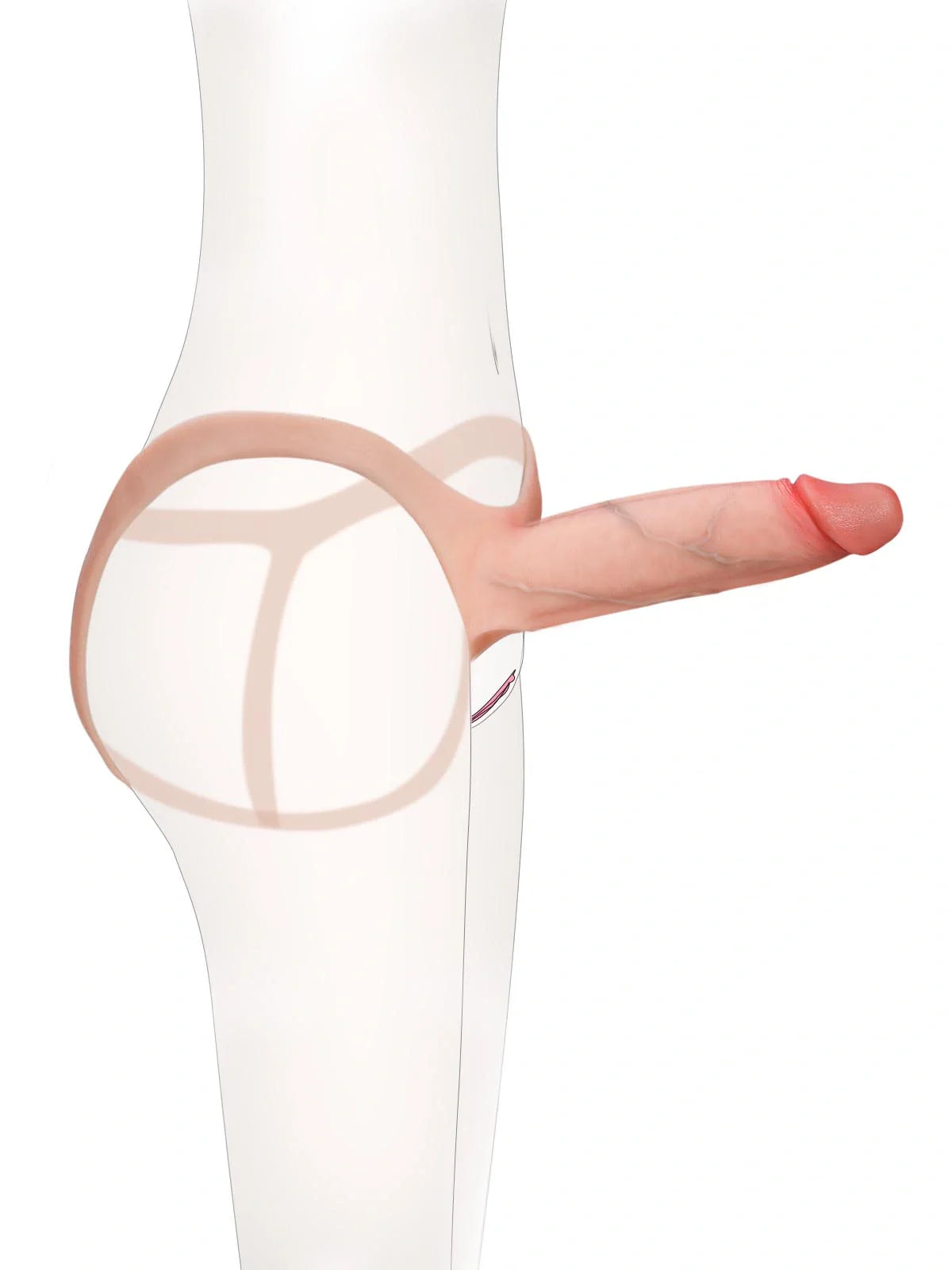 Seraphine wearable hollow strap-on sleeve shown on a mannequin from the side