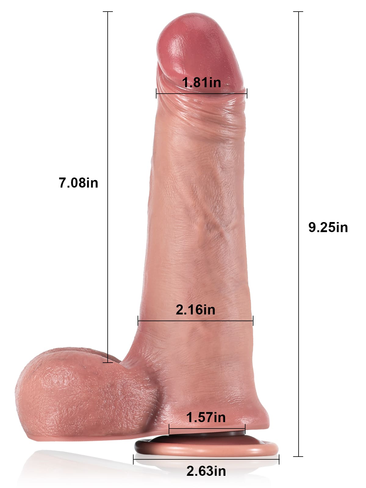 Sam 9" x 1.8" Real Dick Sliding Skin Dildo With Moving Balls