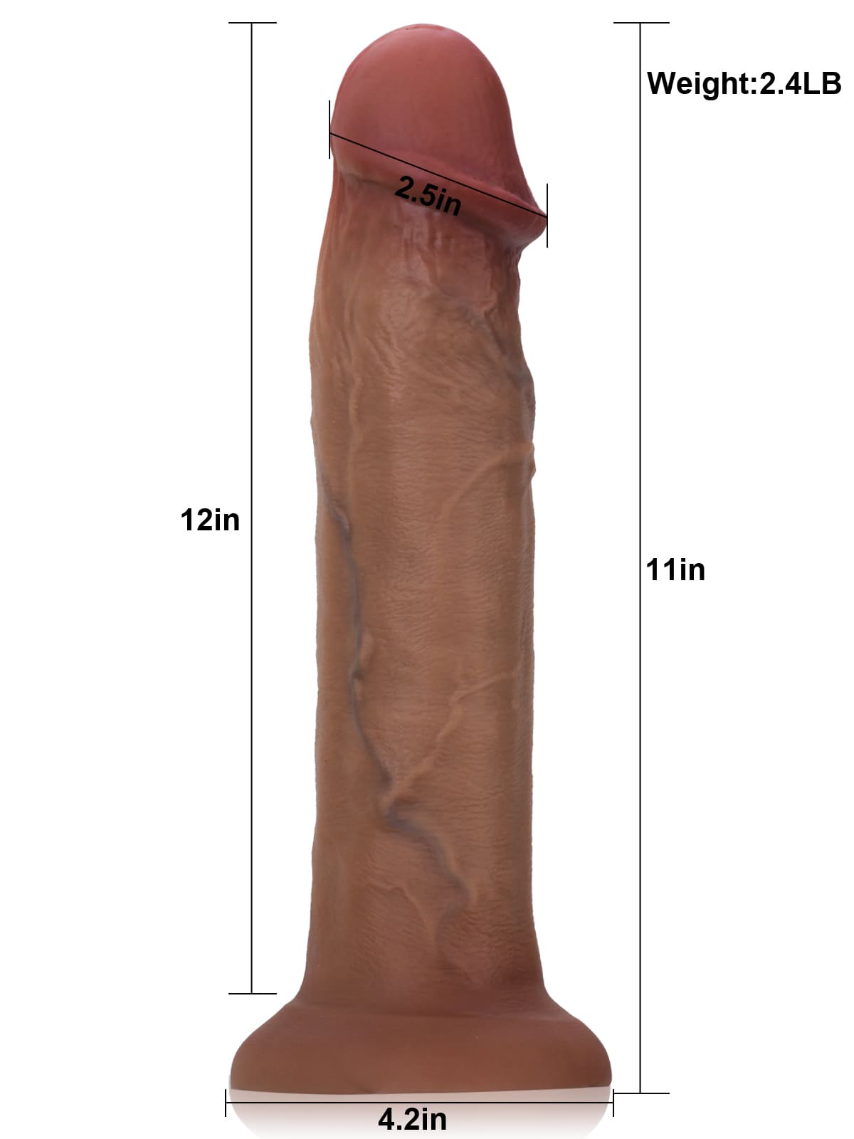 Simon L 11" X 2.5" Soft Brown Realistic Huge Thick Suction Cup Dildo