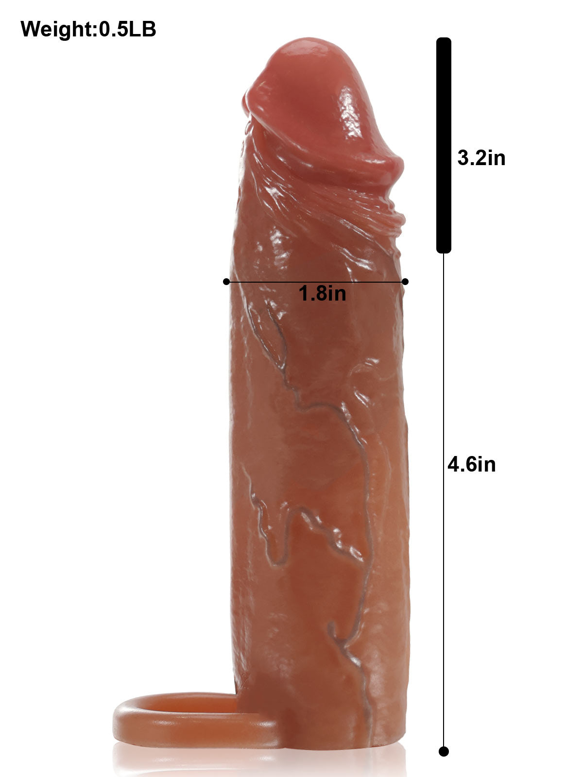Stuart 7.4” x 1.8” Brown Sliding Skin Vibrating Cock Sleeve