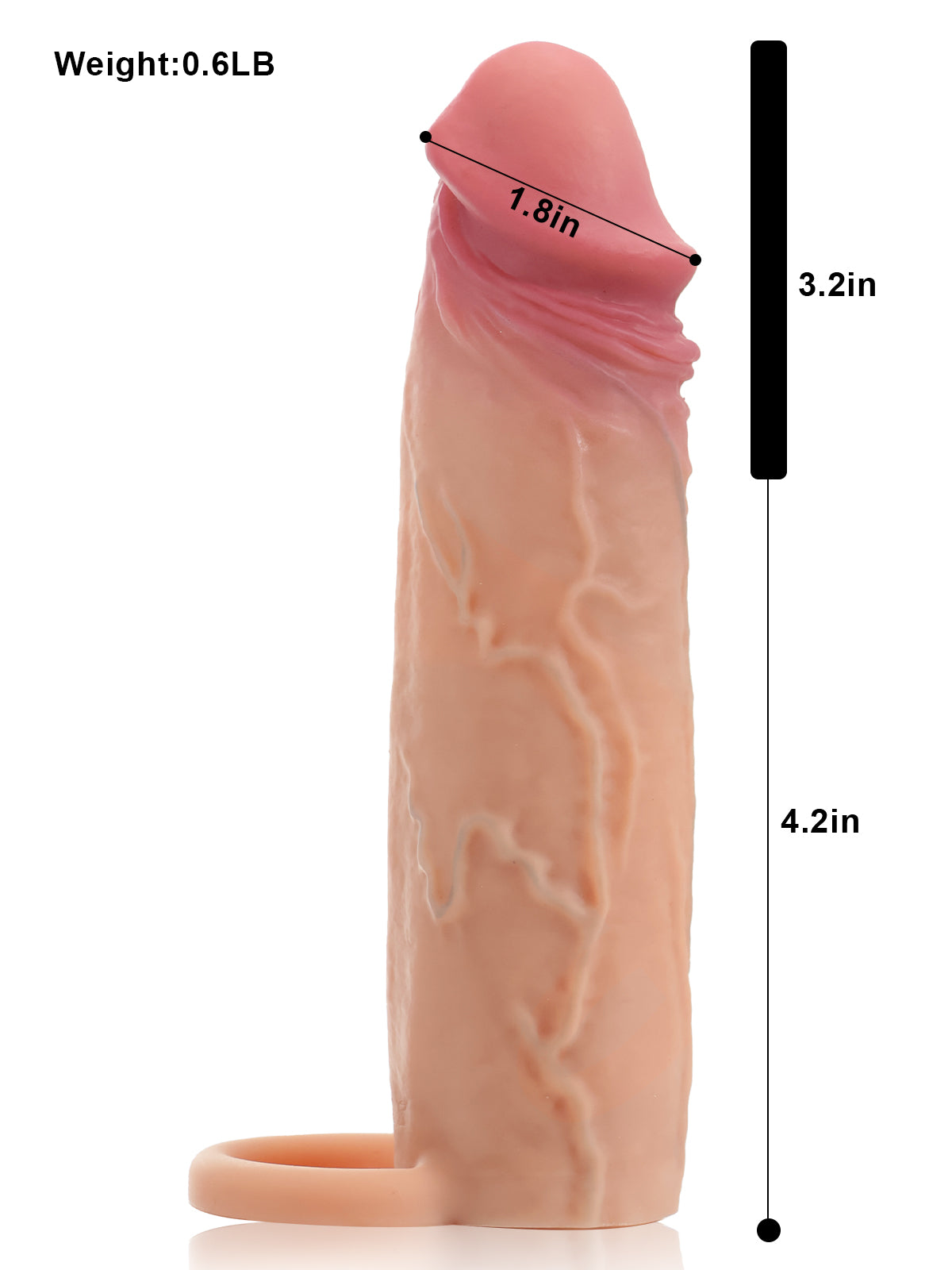 7.4” x 1.8” Flesh Sliding Skin Vibrating Cock Sleeve