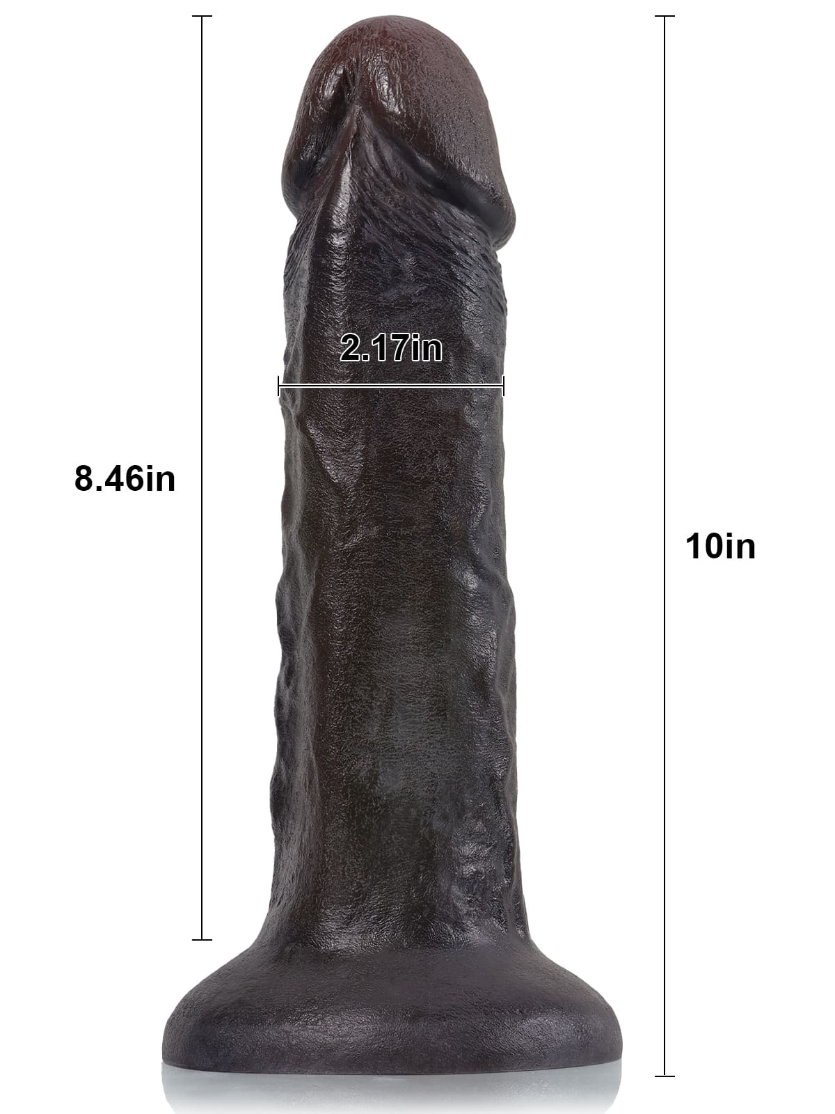 10" x 2.1" Black Soft Skin Huge Thick Dildo