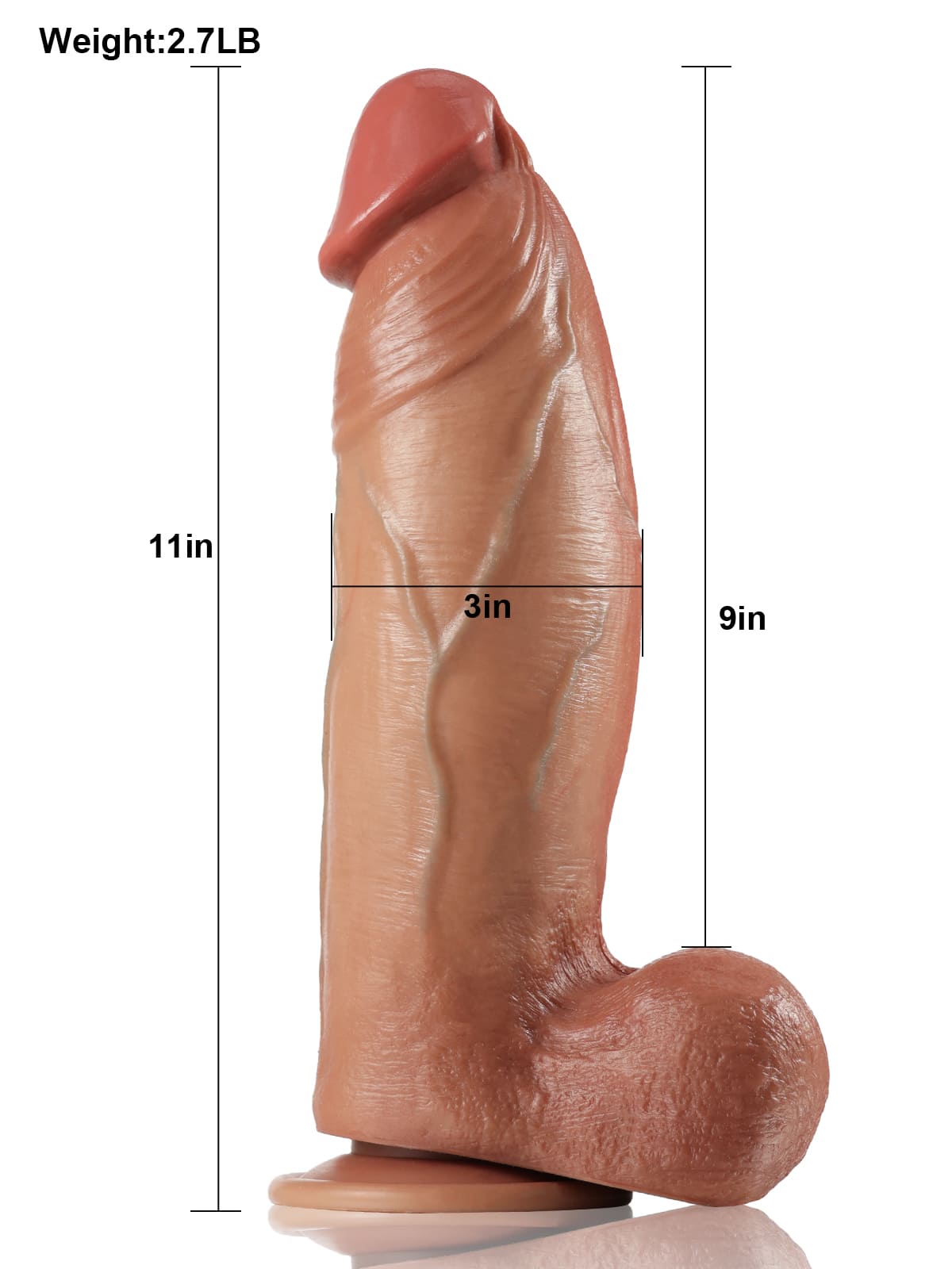 Zeus  11" x 3"  Brown Strong Extra Huge Thick Dual Density Dildo