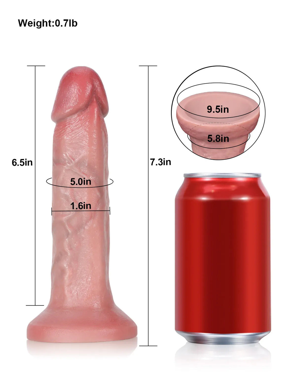 7.3" x 1.6" - Flesh Skin No Balls Real Life Dildo Soft Dildo