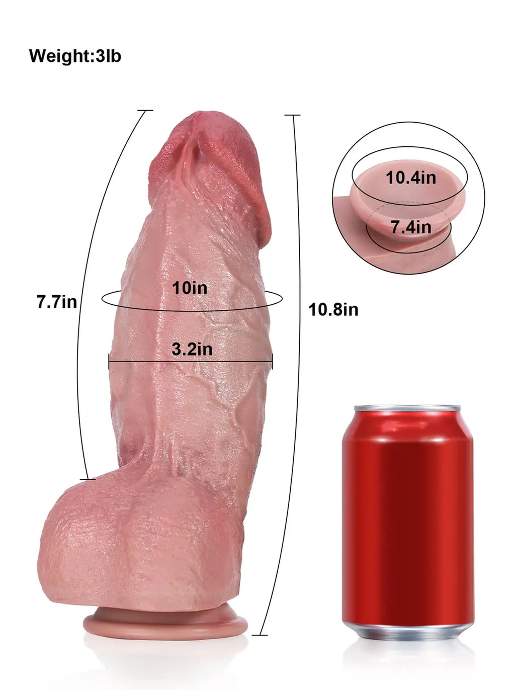 10.8" x 3.2" - Flesh Extra Realistic Huge And Thick Anal Dildo