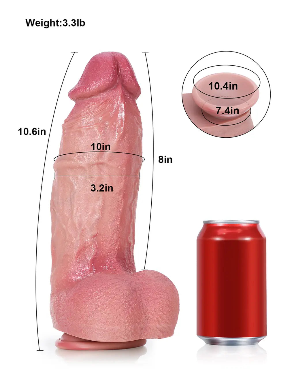 Thor 10.6" x 3.2" - Realistic Soft Flesh Like Hue Thick Short Fat Dildo