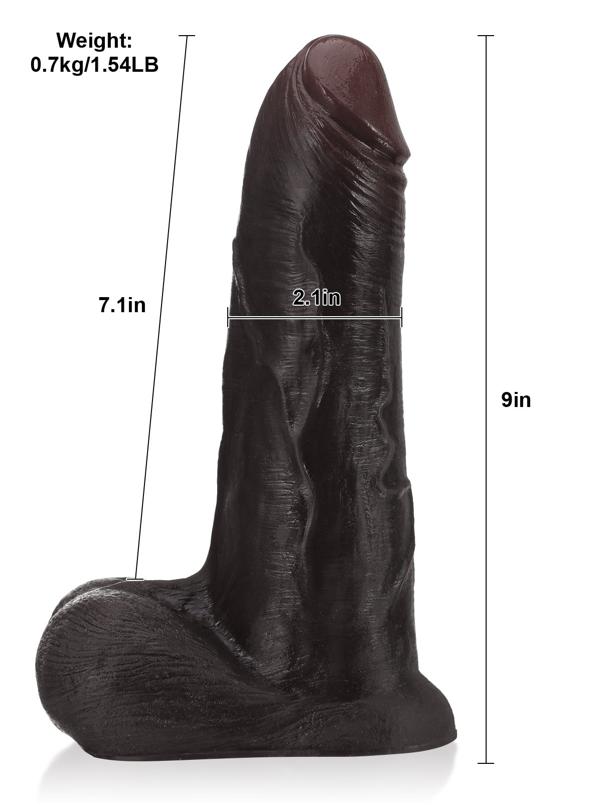 Phantom  9" x 2" Thick Sliding Skin Vac-U-Lock Dildo With Moving Balls  & Suction Cup